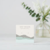 Pastel Aqua Kraft Mountain Wave Earring Display Square Business Card (Standing Front)