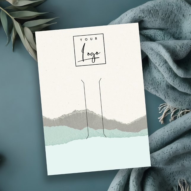 Pastel Aqua Kraft Mountain Wave Hair Clip Display Business Card (Creator Uploaded)