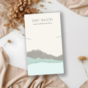 Pastel Aqua Kraft Mountain Wave Necklace Display Business Card