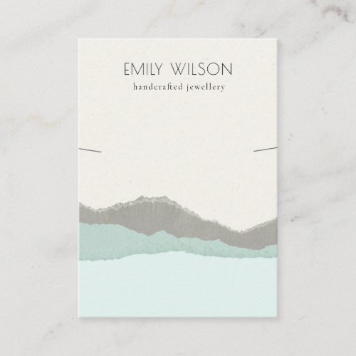 Pastel Aqua Kraft Mountain Wave Necklace Display Business Card