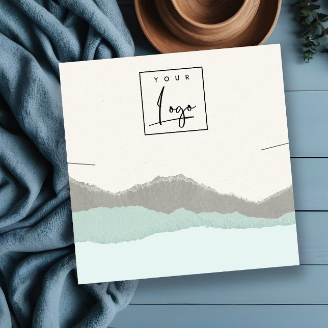 Pastel Aqua Kraft Mountain Wave Necklace Display Square Business Card (Creator Uploaded)