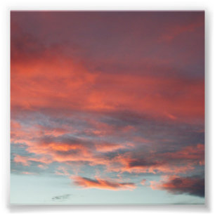 Pastel Aqua Pink Clouds Sunset 4x4 Square Photo Print