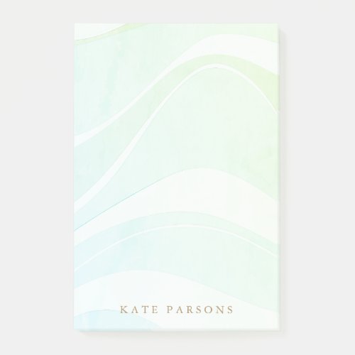 Pastel Aqua Tropical Retro Watercolor Waves Post_it Notes