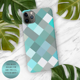 Pastel Aqua Turquoise Jade Green Pixel Block Art iPhone 11Pro Max Case