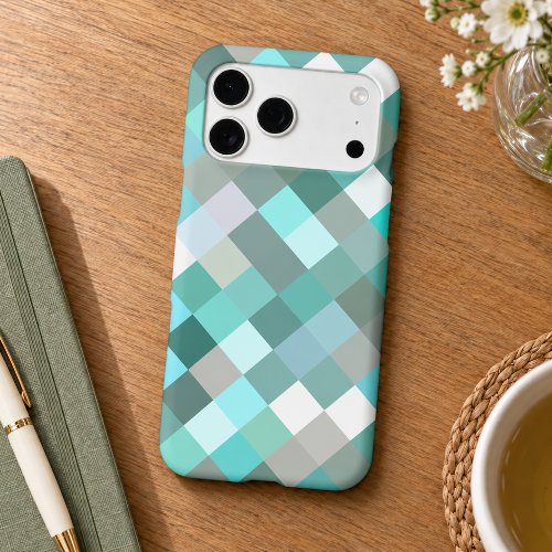 Pastel Aqua Turquoise Teal Blue Pixel Block Art Iphone 18 Pro Max Case