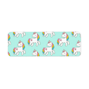 Pastel Aqua Unicorn Pattern Label