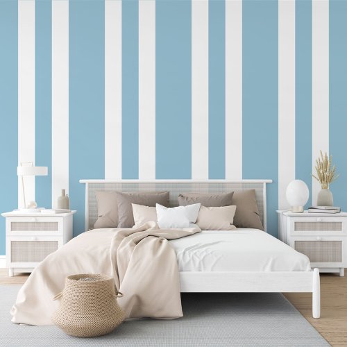 Pastel Aquamarine Blue White Stripes Pattern Wallpaper