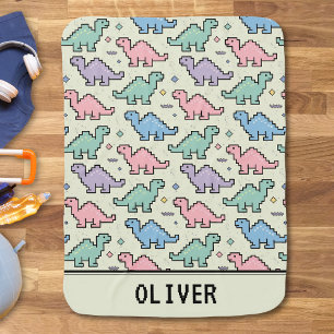 Pastel Arcade Dinosaur Pixel Silhouettes Pattern Baby Blanket