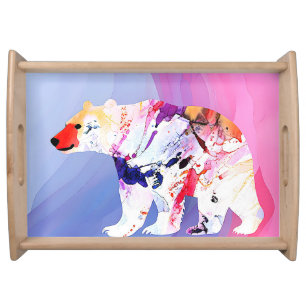 Pastel Arctic Explorer in Watercolour Serving Tray
