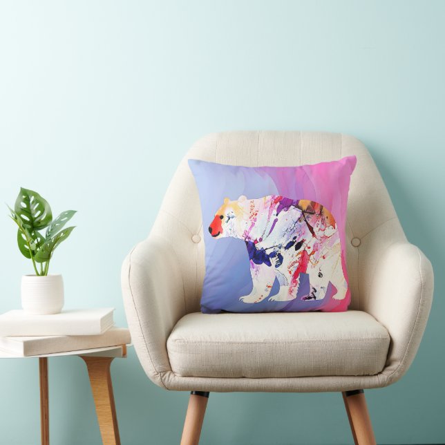 Pastel Arctic Explorer in Watercolour       Throw Pillow (Chair)