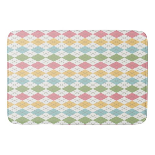 Pastel Argyle Pattern Bath Mat