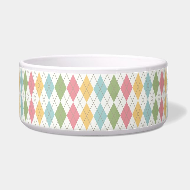 Pastel Argyle Pattern Bowl (Front)