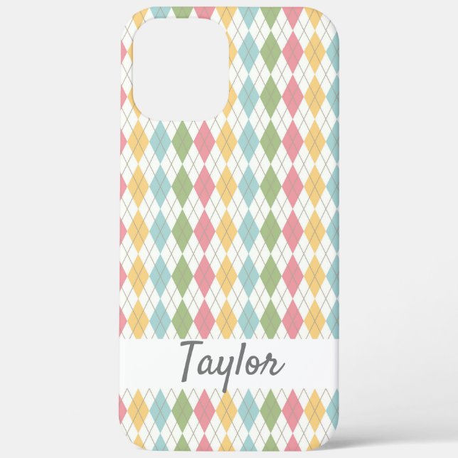 Pastel Argyle Pattern Personalized Case-Mate iPhone Case (Back)