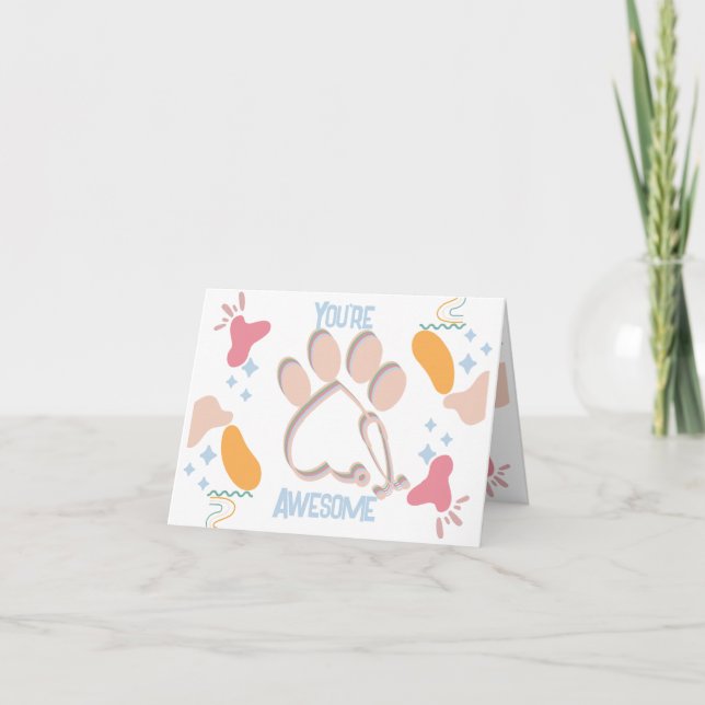 Pastel Artistic Veterinary Technician  Letterpress Thank You Card (Front)