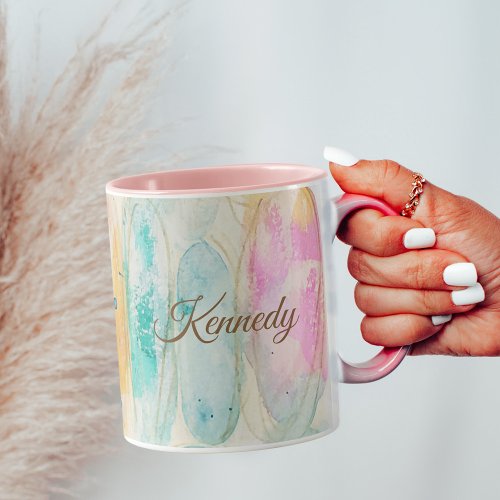 Pastel Artsy Cottagecore Fun Customized Pink Blue Mug