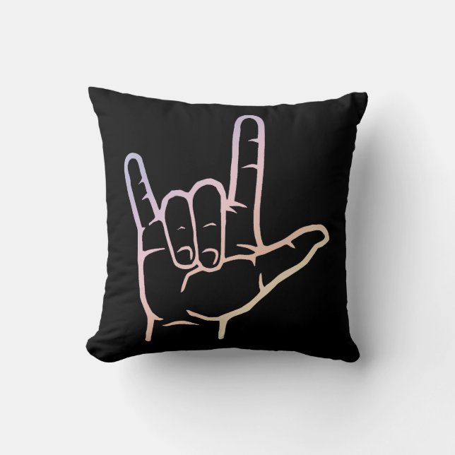 Pastel ASL I Love You Throw Pillow (Front)