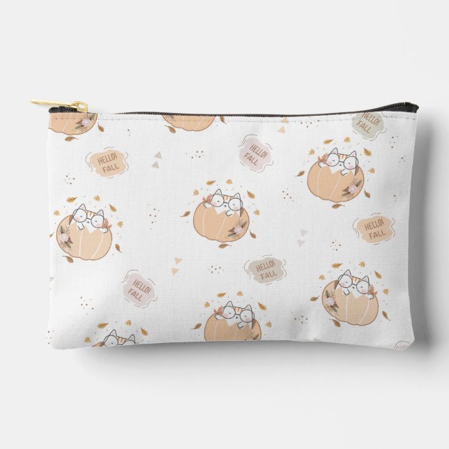 Pastel Autumn Cute Cats Accessory Pouch (Front)
