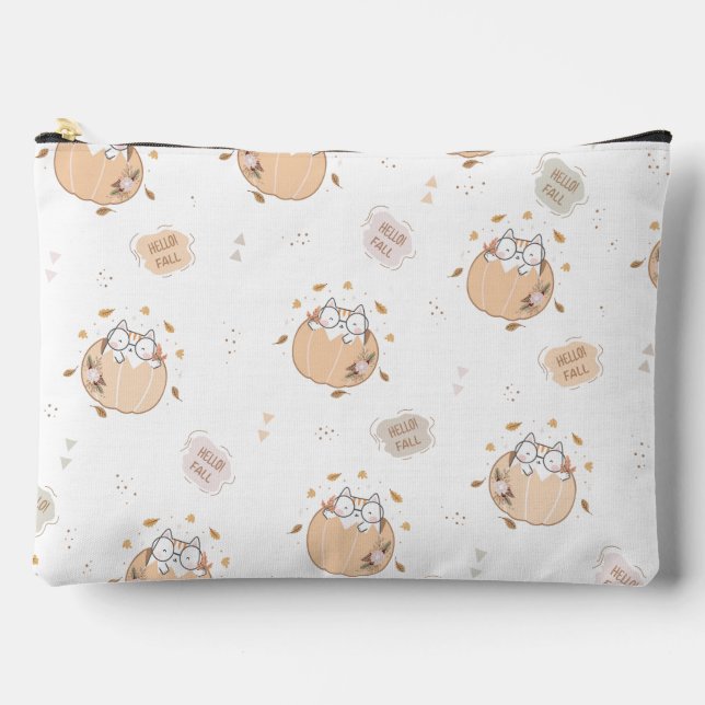 Pastel Autumn Cute Cats Accessory Pouch (Front)