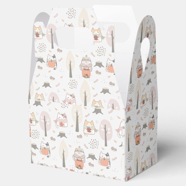 Pastel Autumn Cute Cats Favor Boxes (Opened)