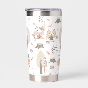Pastel Autumn Cute Cats Insulated Tumbler