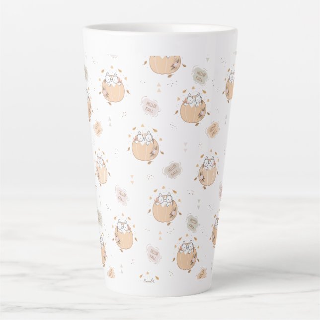 Pastel Autumn Cute Cats Latte Mug (Front)