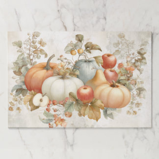 Pastel Autumn Harvest Arrangement Paper Placemat
