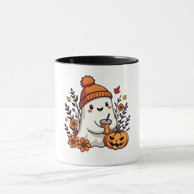Pastel Autumn Kawaii Ghost Fall Pumpkin Spice   Mug (Center)