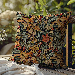Pastel Autumn leaves Art nouveau William Morris Throw Pillow