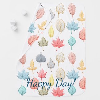 Pastel Autumn Leaves Baby Blanket