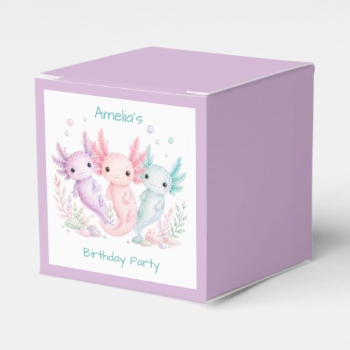 Pastel Axolotl Birthday Party Favor Boxes