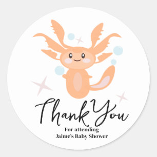 Pastel Axolotl Ocean Creature Baby Shower  Classic Round Sticker