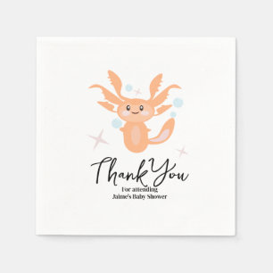 Pastel Axolotl Ocean Creature Baby Shower Napkins