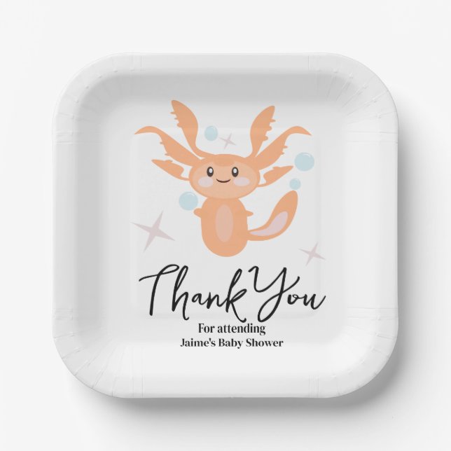 Pastel Axolotl Ocean Creature Baby Shower   Paper Plates (Front)