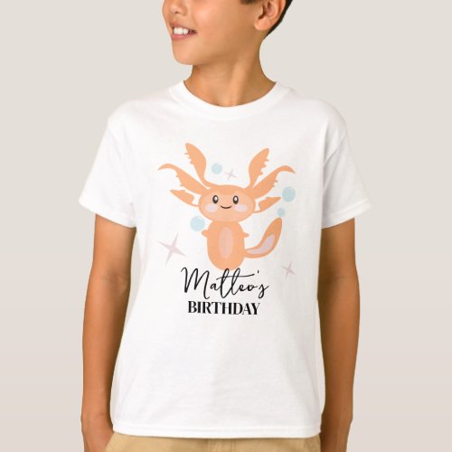 Pastel Axolotl Ocean Creature Birthday Name   T_Shirt
