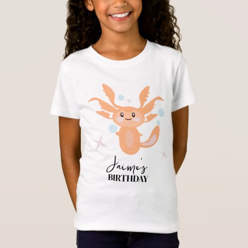 Pastel Axolotl Ocean Creature Birthday Name   T_Shirt