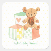 Pastel Baby Blocks and Teddy Bear