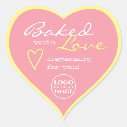Pastel Baby Blue and Pink Made Love Heart Logo Heart Sticker
