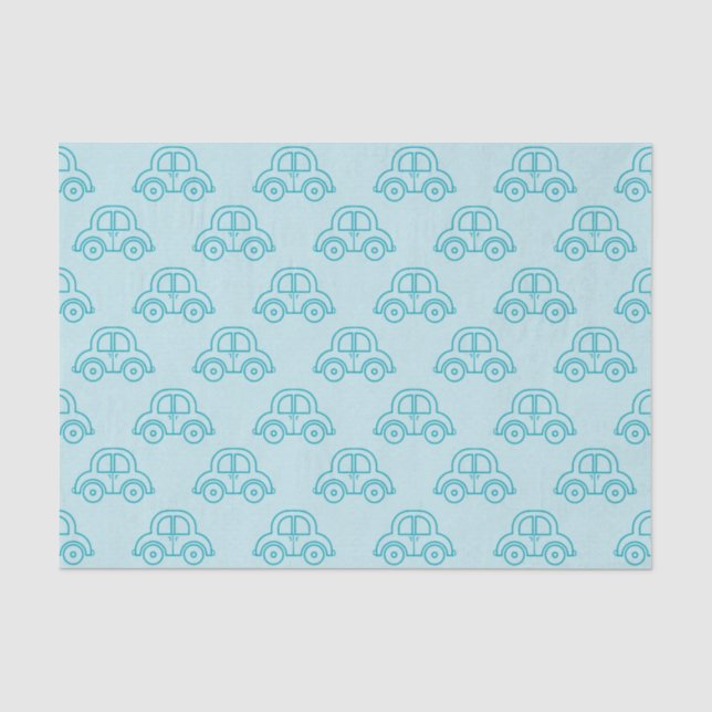 PASTEL BABY BLUE CARS TISSUE PAPER (Front)