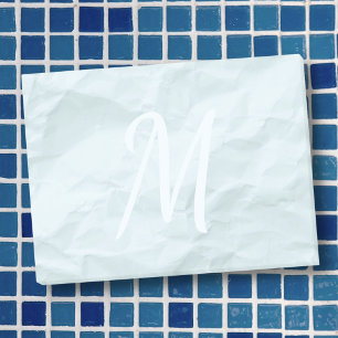 Pastel baby blue crumpled paper custom monogram post-it notes