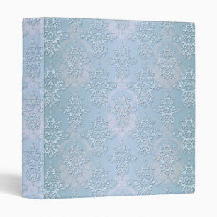 Pastel Baby Blue Damask 3 Ring Binder