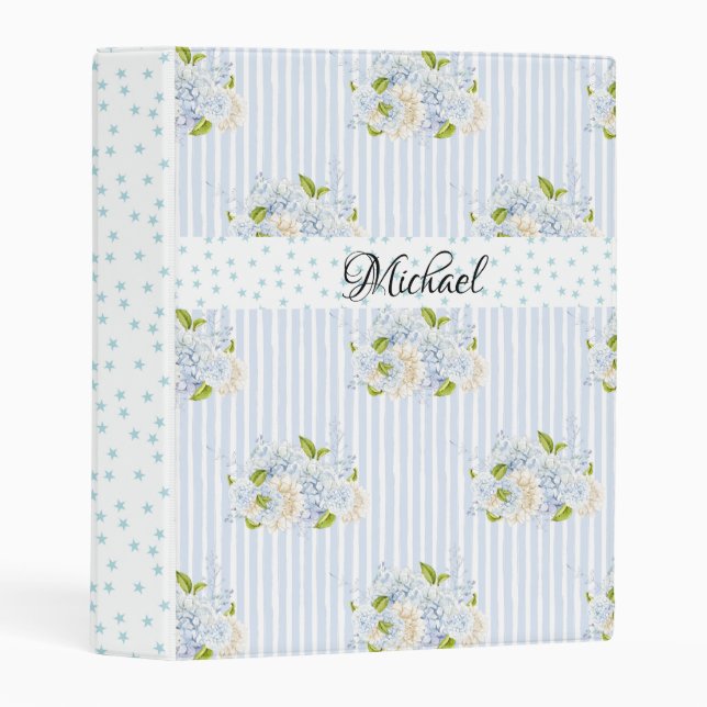 PASTEL BABY BLUE FLOWERS MINI BINDER (Front/Spine)