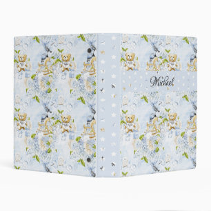 PASTEL BABY BLUE FLOWERS & TEDDY BEARS MINI BINDER