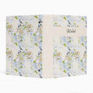 PASTEL BABY BLUE FLOWERS & TEDDY BEARS MINI BINDER