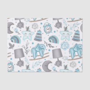 PASTEL BABY BLUE & GRAY ITEMS TOYS ELEPHANTS TISSUE PAPER