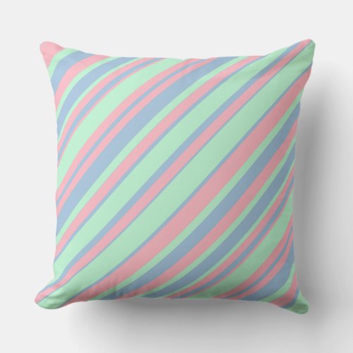 Pastel Baby Diagonal Stripe Throw Pillow
