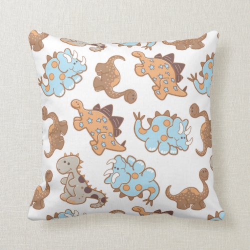 Pastel Baby Dinosaur Nursery Room Throw Pillow