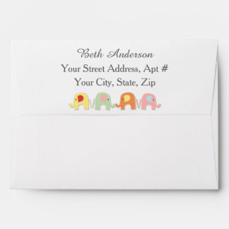 Pastel Baby Elephants Shower Envelope