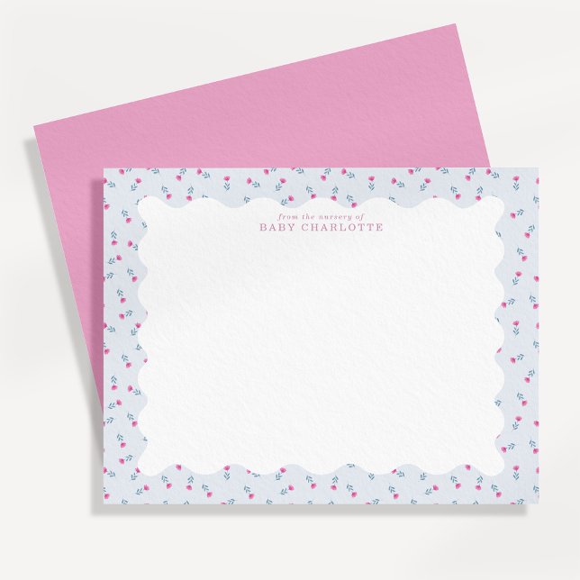 Pastel Baby Floral Wavy Border Note Card (Creator Uploaded)