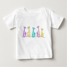 Pastel Baby Giraffes In A Row Baby T-Shirt