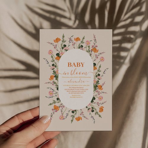 Pastel Baby in Bloom Script Floral Baby Shower Invitation